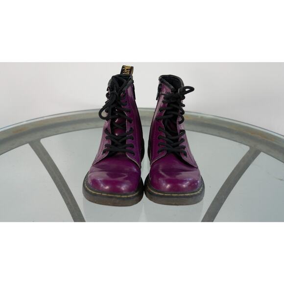 Doc Martens Delaney Purple Combat Boots Girl Sz 2 Air Wair Lace Up Zippered Side - Picture 10 of 11